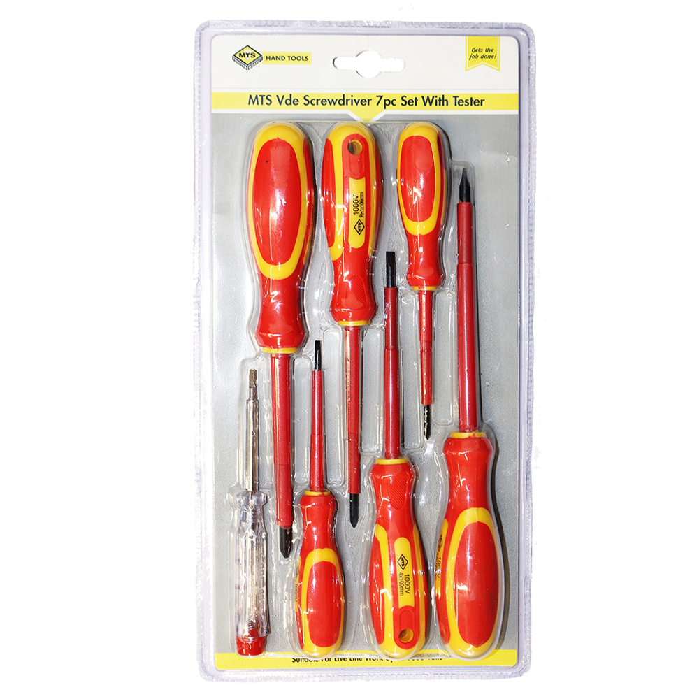 SCREWDRIVER MTS SET 7PC 1000V W/TESTER